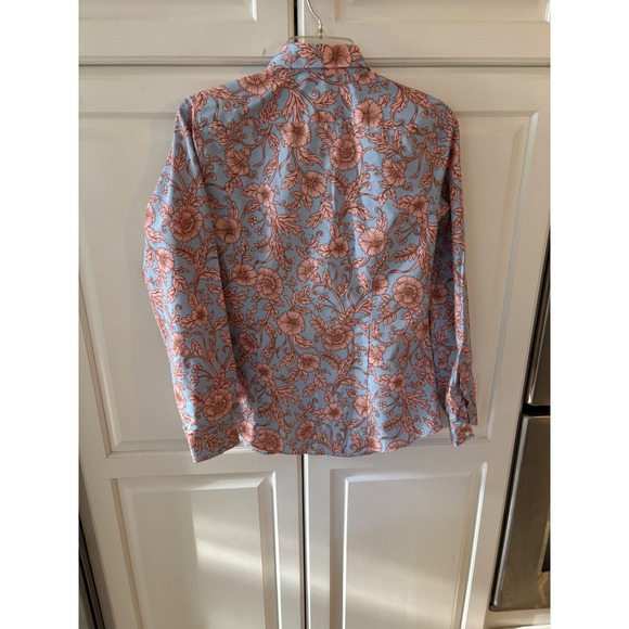 Lands End Womens Blue Floral Print Button Up Shirt Size 6 - Picture 5 of 6